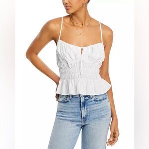 White Smocked Lucy Paris Peplum Top